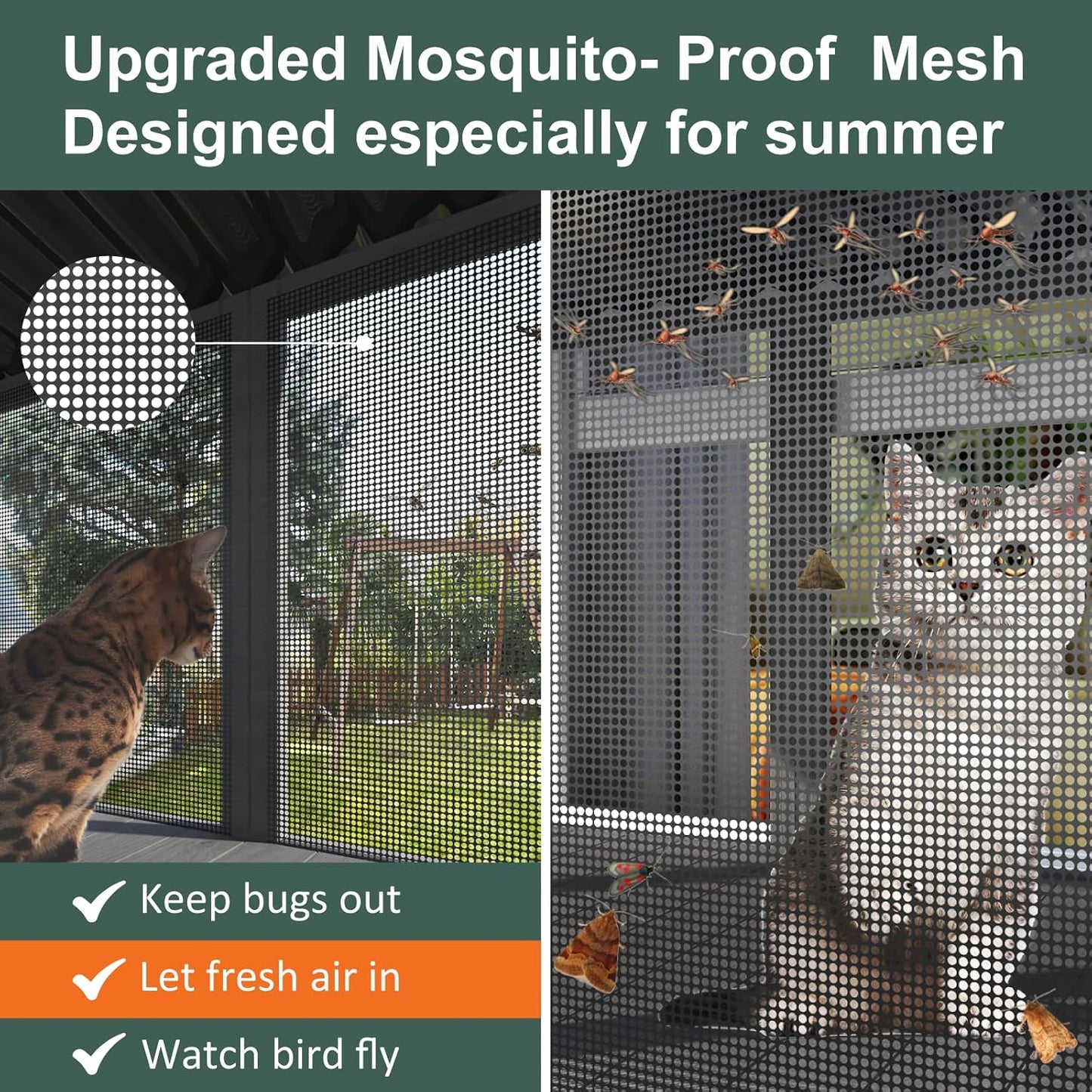 Cat Catio with Mosquito-Proof Net, Cat Window Perch for Large Indoor Cats - Image 2