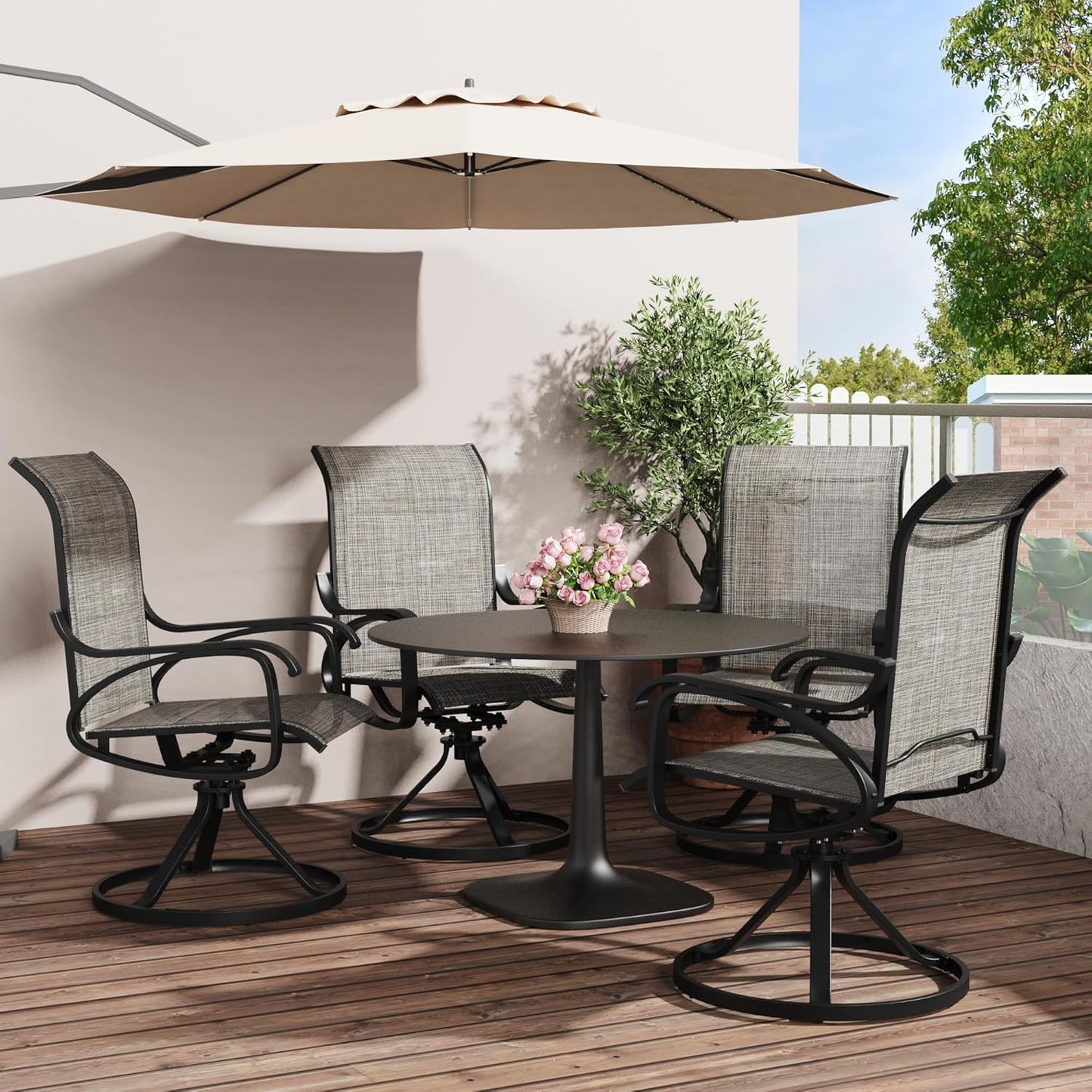 Patio Swivel Chair Set of 2 - Dark GREY - Image 7
