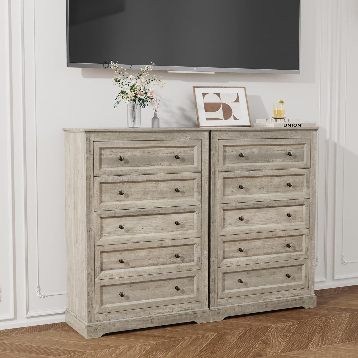 Farmhouse Dresser 5 Drawer (Grey) - Image 5