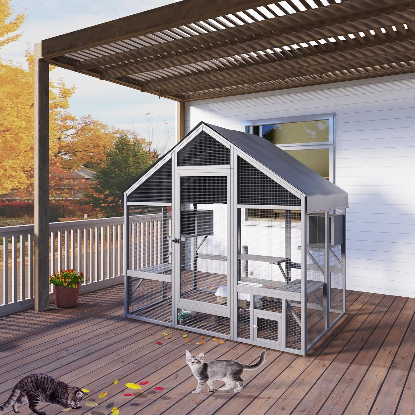 Large Outdoor Catio Enclosure with 7 Tiered Platforms & 2 Premium Resting Boxes - Image 7