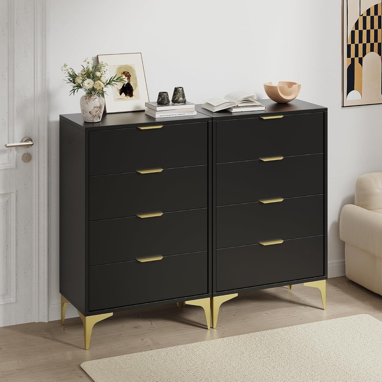 Dresser for Bedroom with 4 Drawers - Black - Image 8