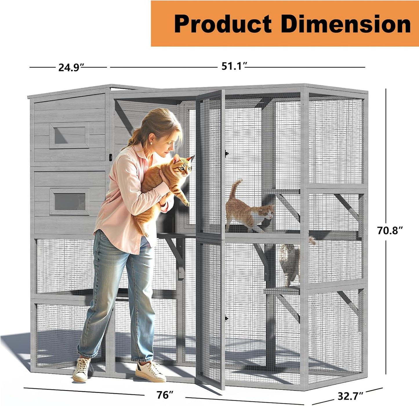 Large Indoor Cat Catio, 4 Tier Outdoor Cat Enclosures House for Cats - Image 3