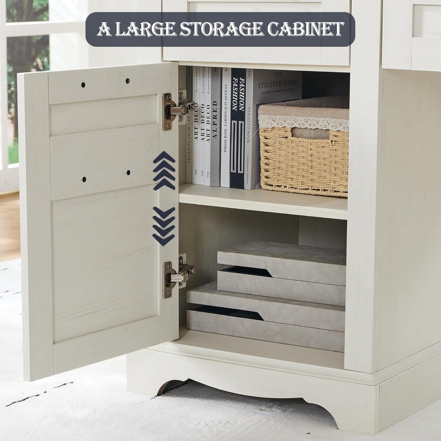 60" Farmhouse L Shaped Executive Desk with Drawers - Image 5