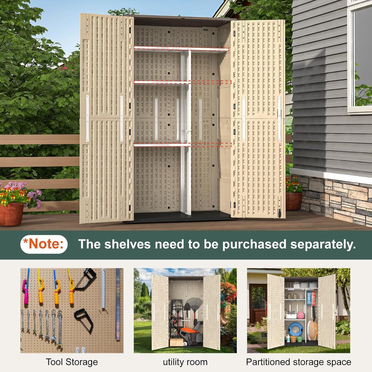 60 Cu.Ft Vertical Outdoor Storage Shed - Image 4