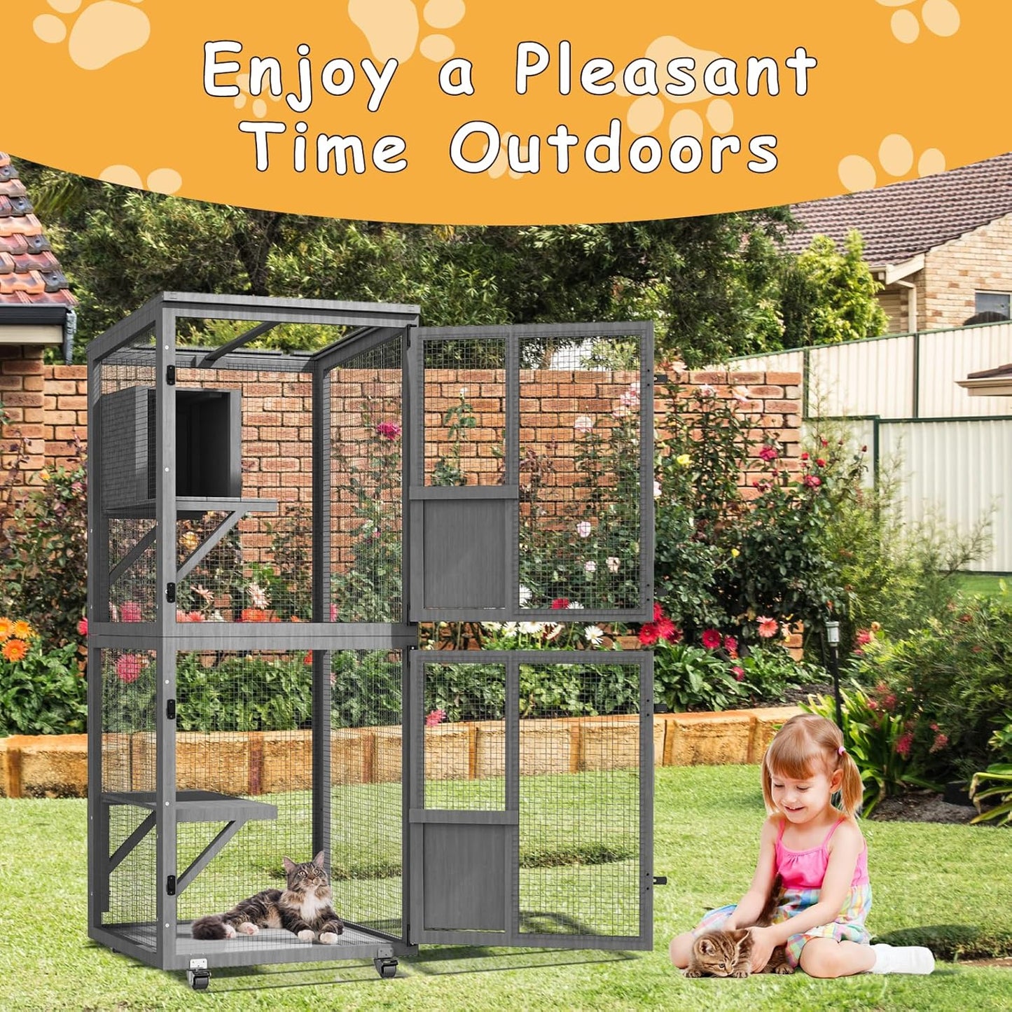 4 Tiers Catio Outdoor Cat Enclosure - Image 7