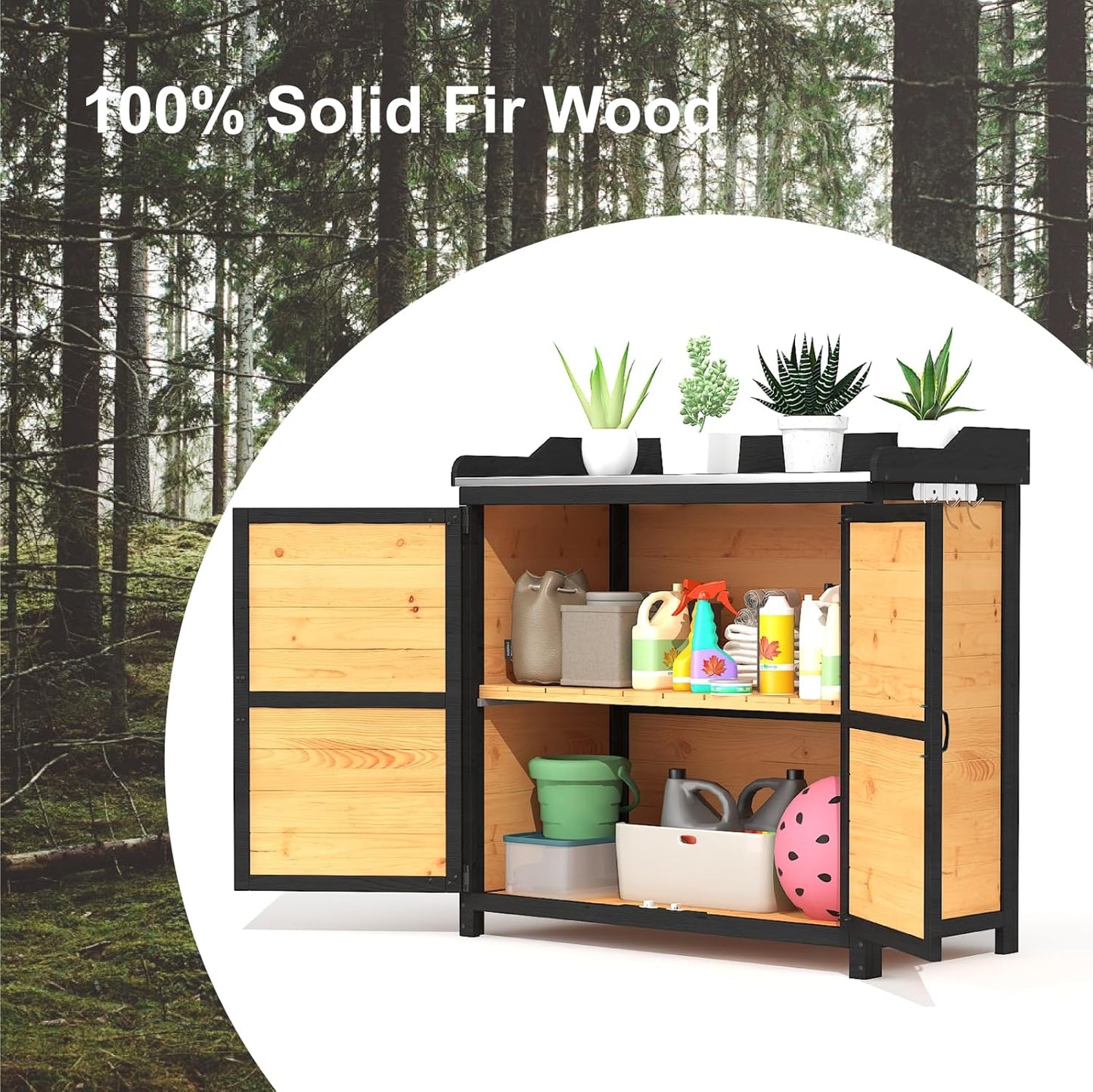 Outdoor Storage Cabinet with Metal Table Top - Image 8