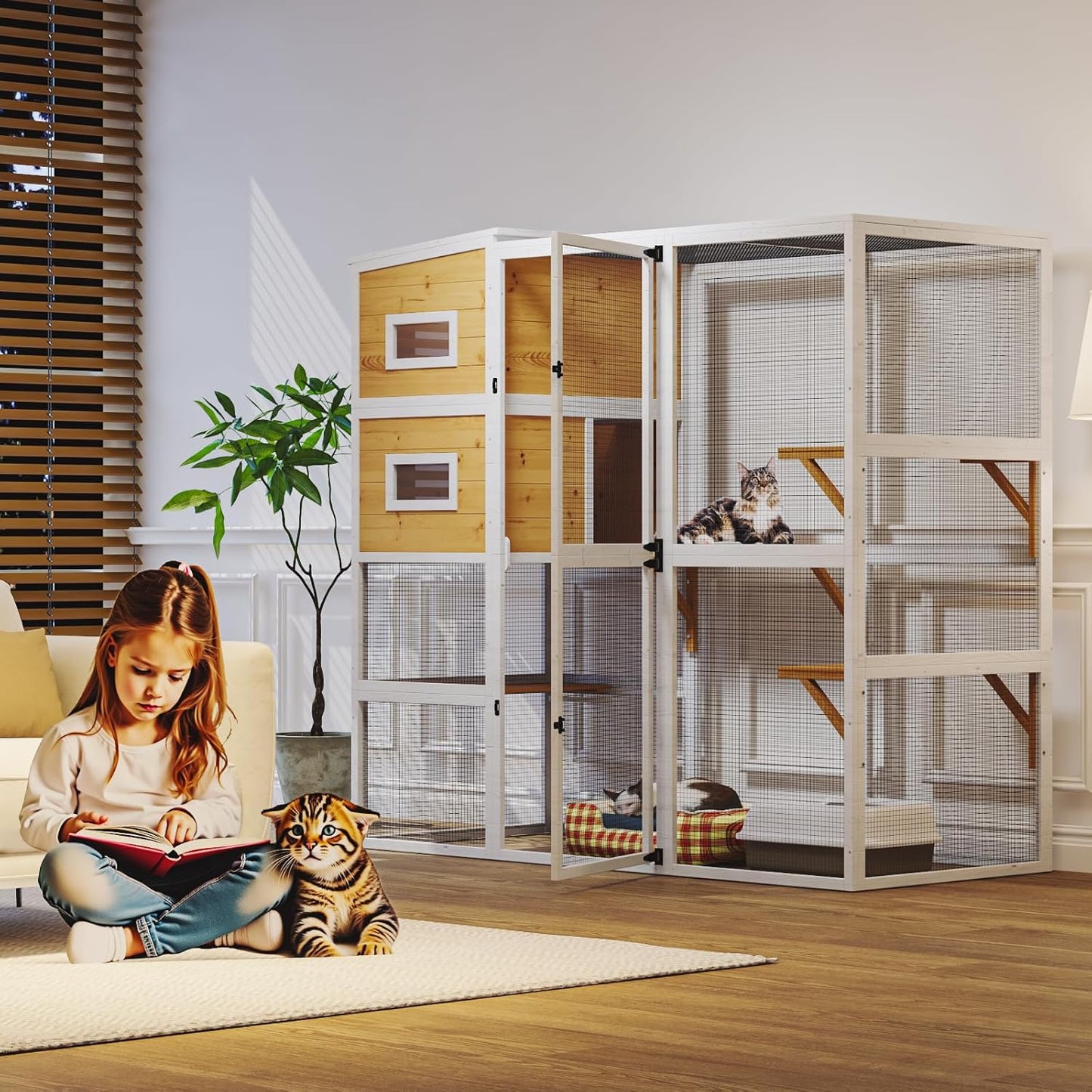 Cat Catio, 4 Tier Outdoor Cat Enclosures House for Cats - Image 7