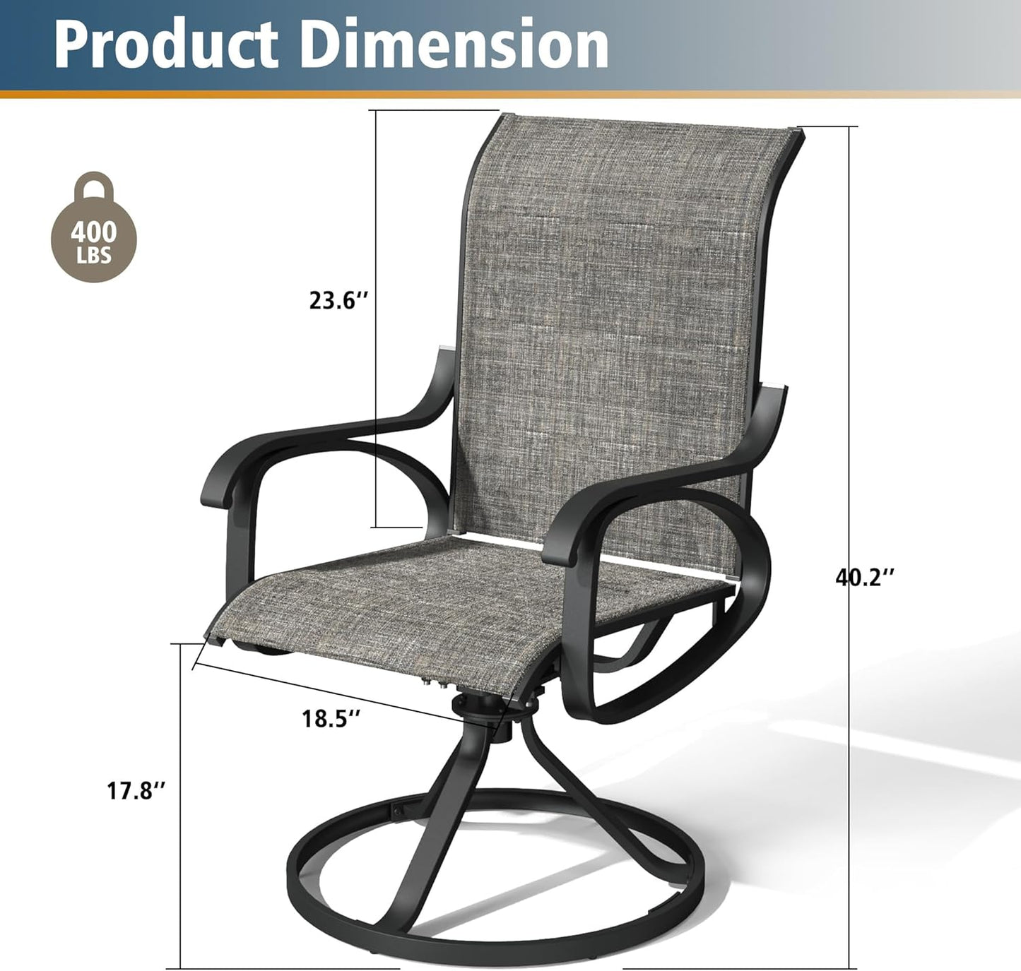 Patio Swivel Chair Set of 2 - Dark GREY - Image 3