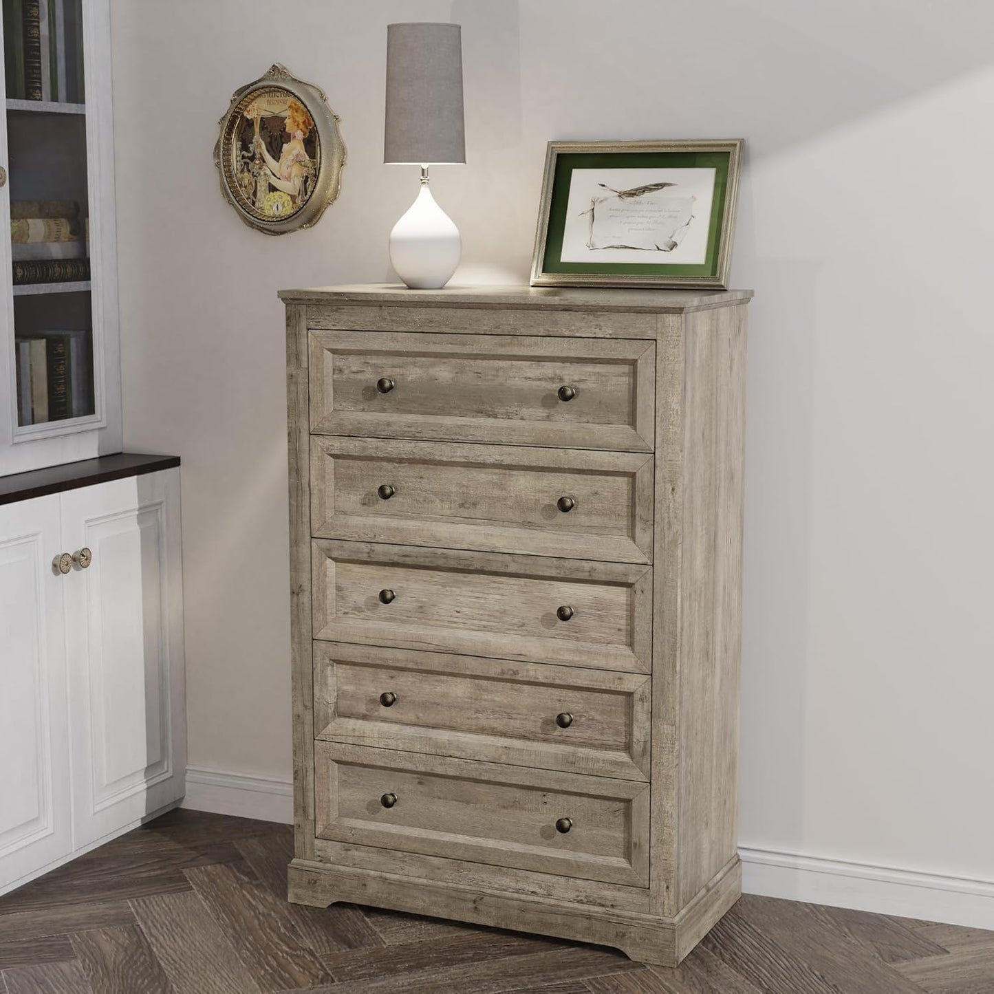 Farmhouse Dresser 5 Drawer (Grey) - Image 4
