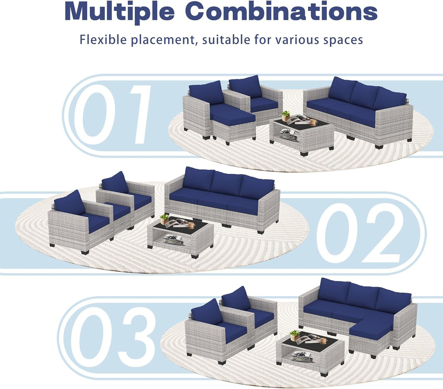 7 Piece Patio Set - A -3 SETS Ready, 2 GLASS BROKEN - Image 4