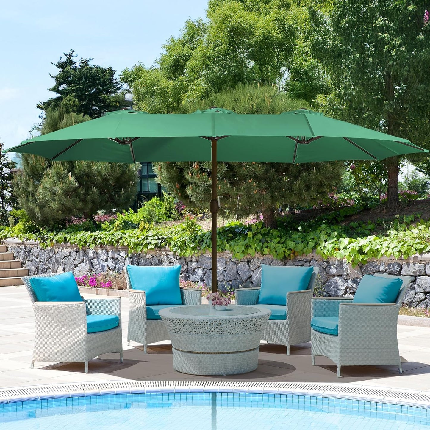 Double-Sided Patio Umbrella - Green - Image 3