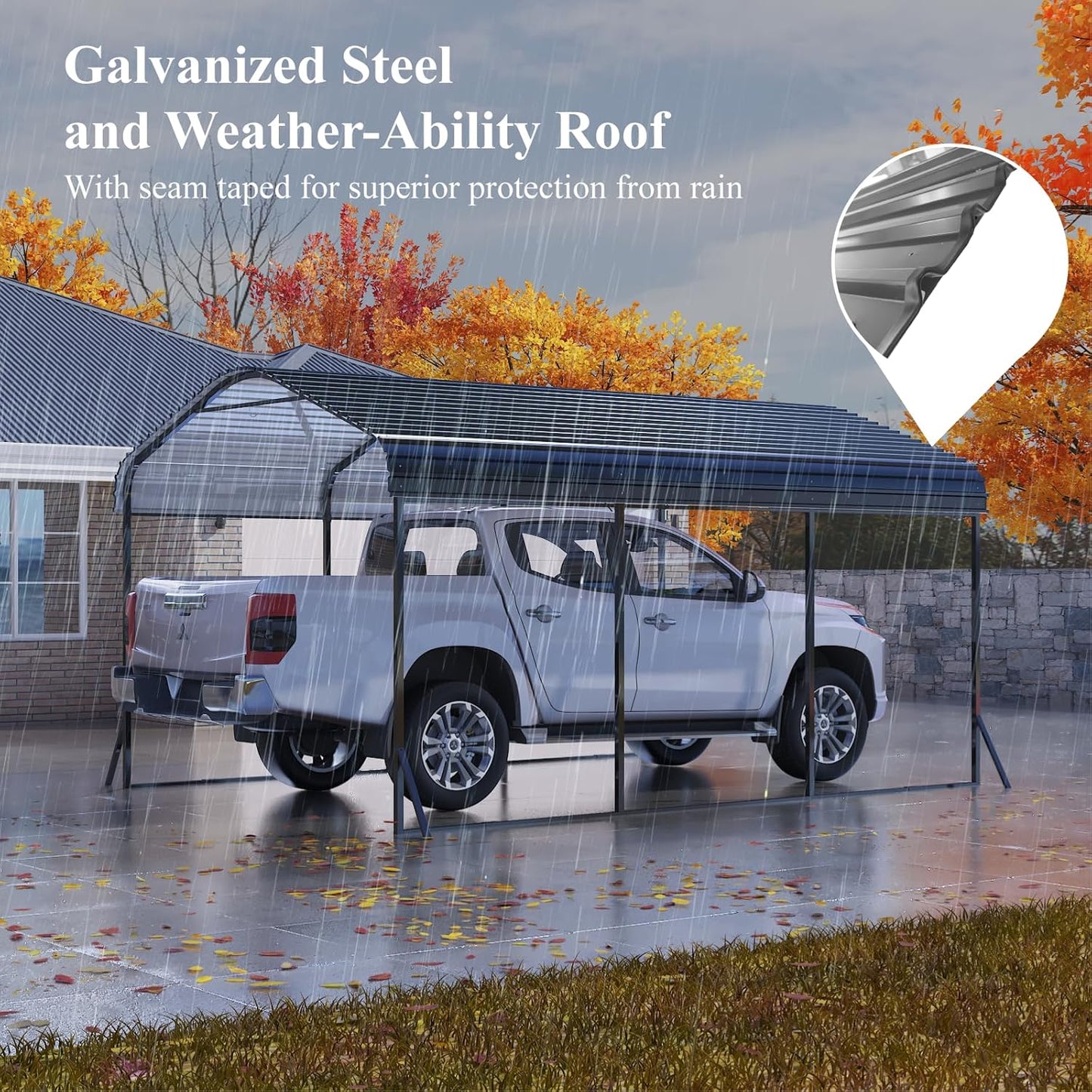 10x15 FT Heavy Duty Metal Carport Kit