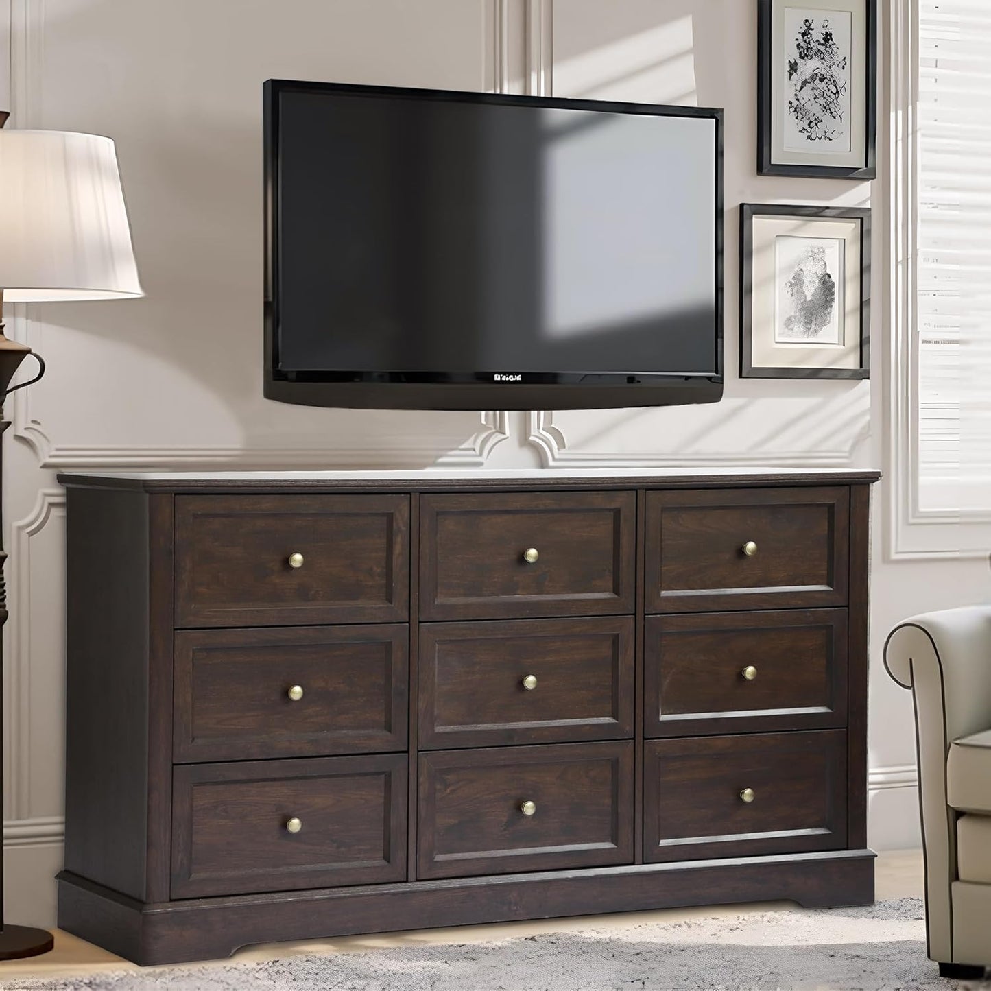 Farmhouse Dresser 9 Drawer (9 Drawers, Dark Brown) - 4COD001BR - Image 4