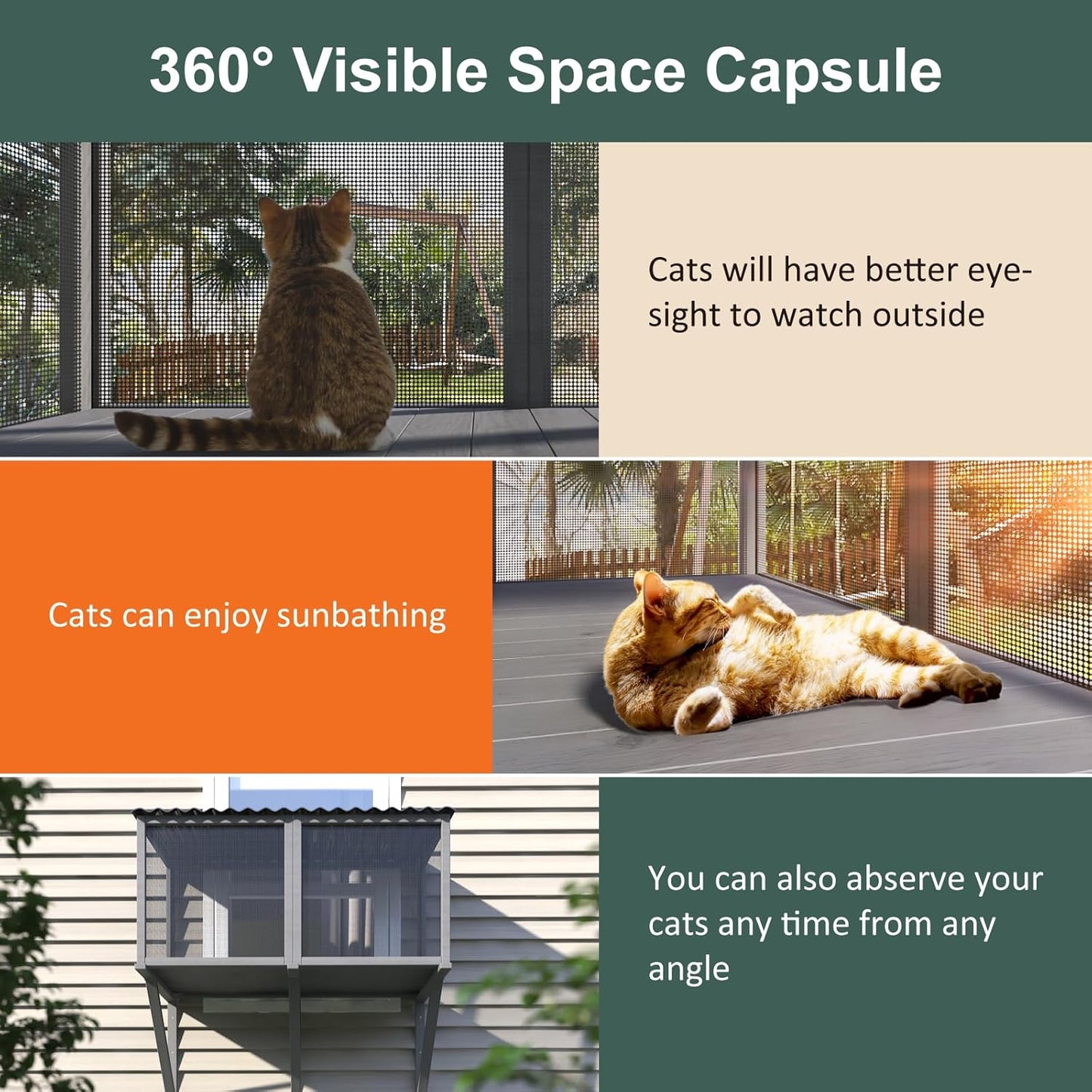 Cat Catio with Mosquito-Proof Net, Cat Window Perch for Large Indoor Cats - Image 7