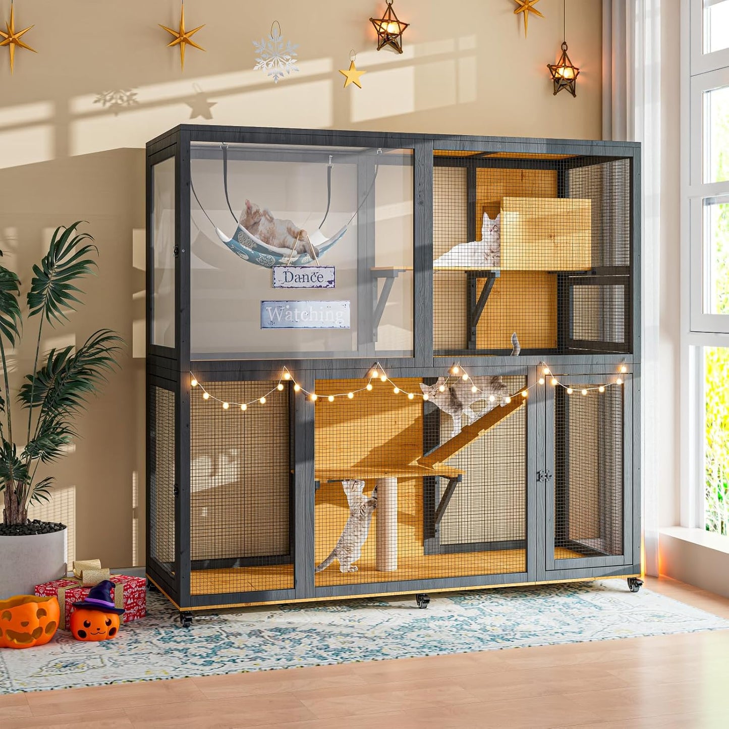 Large Catio with Wheels, 4 Tier Cat Enclosures House - Image 8