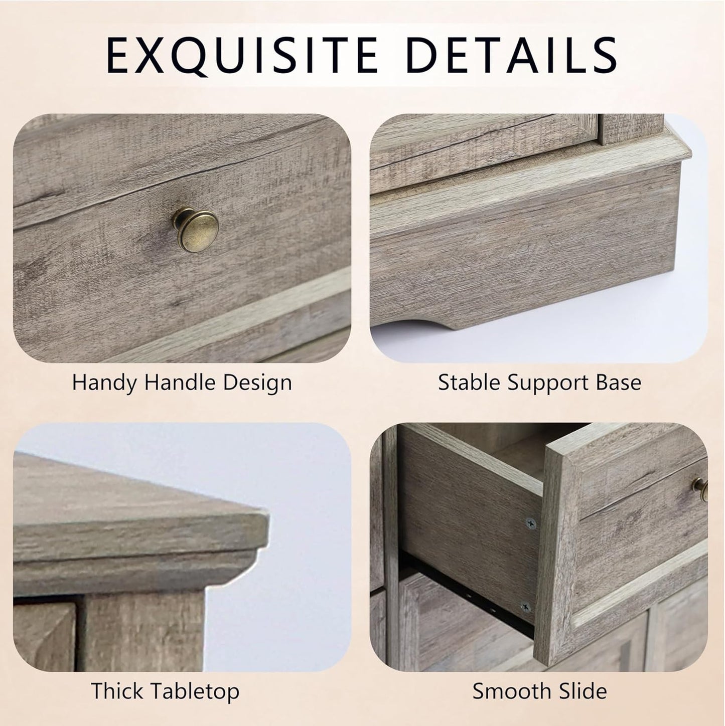 Farmhouse Dresser 9 Drawer (9 Drawers, Grey) - Image 8