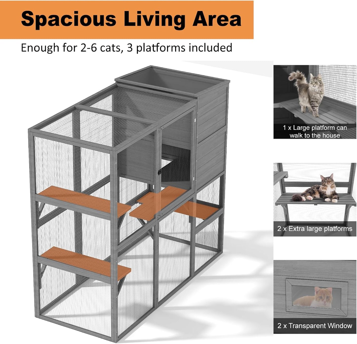 Large Indoor Cat Catio, 4 Tier Outdoor Cat Enclosures House for Cats - Image 2