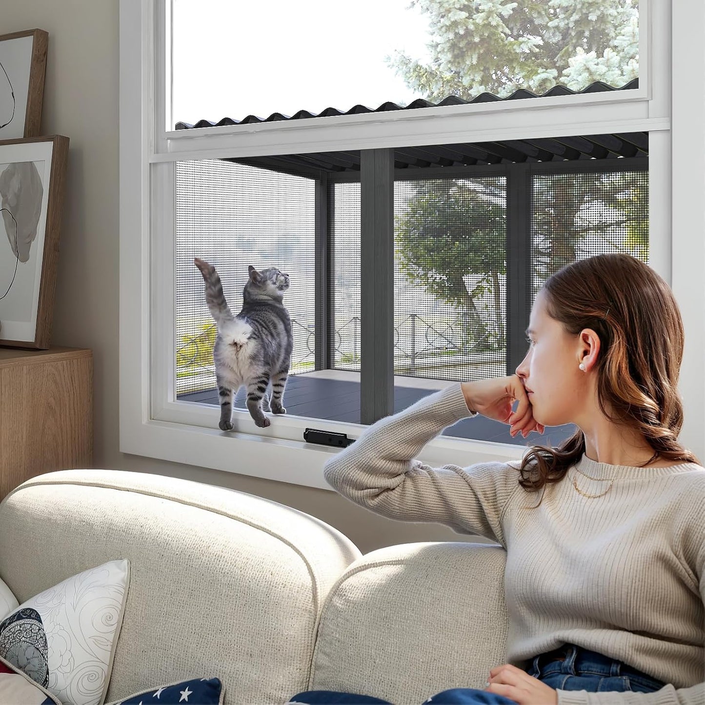 Cat Catio with Mosquito-Proof Net, Cat Window Perch for Large Indoor Cats - Image 6