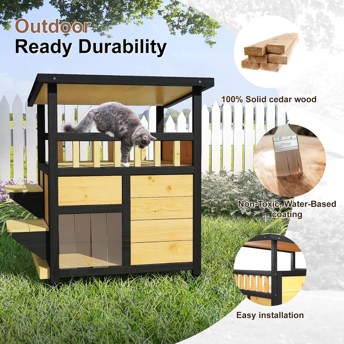 Outdoor Cat House Weatherproof - Outside Two Story Feral Cat Shelter - Image 5