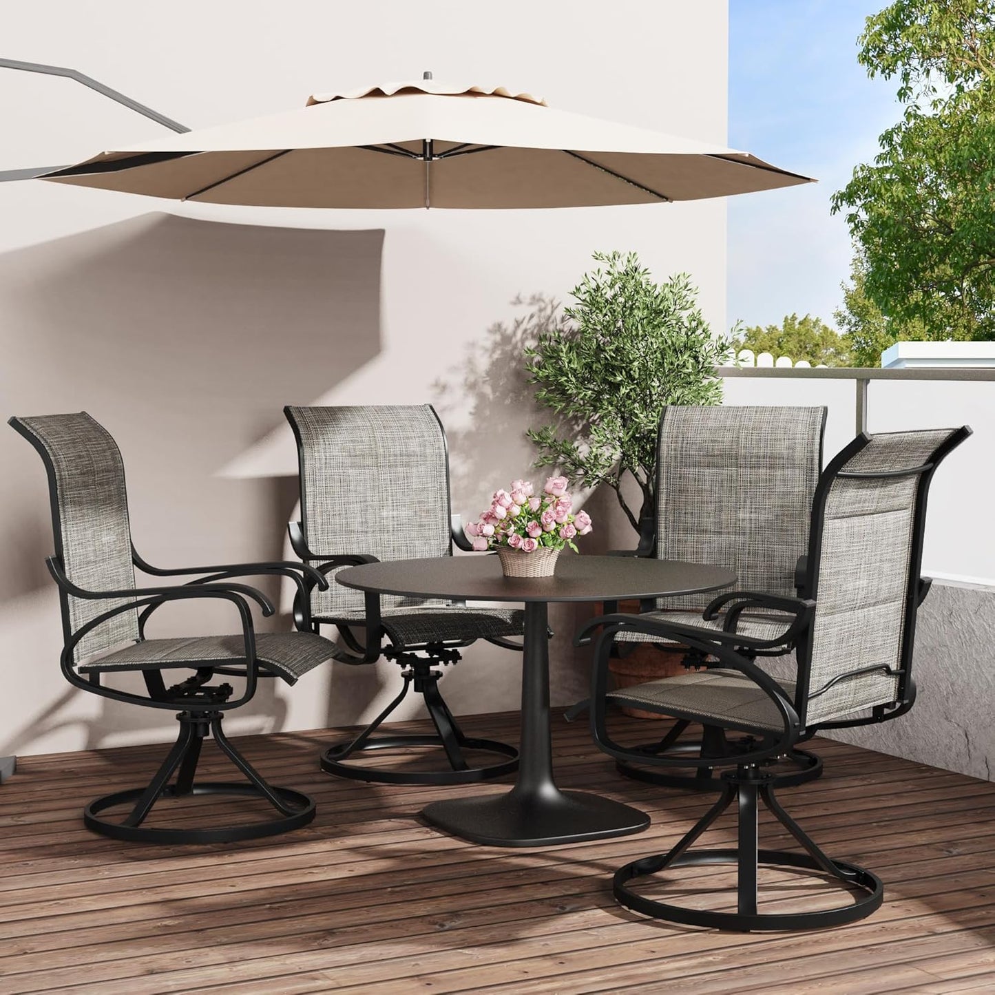 Patio Swivel Chair Set of 2 - Dark Grey - Image 7