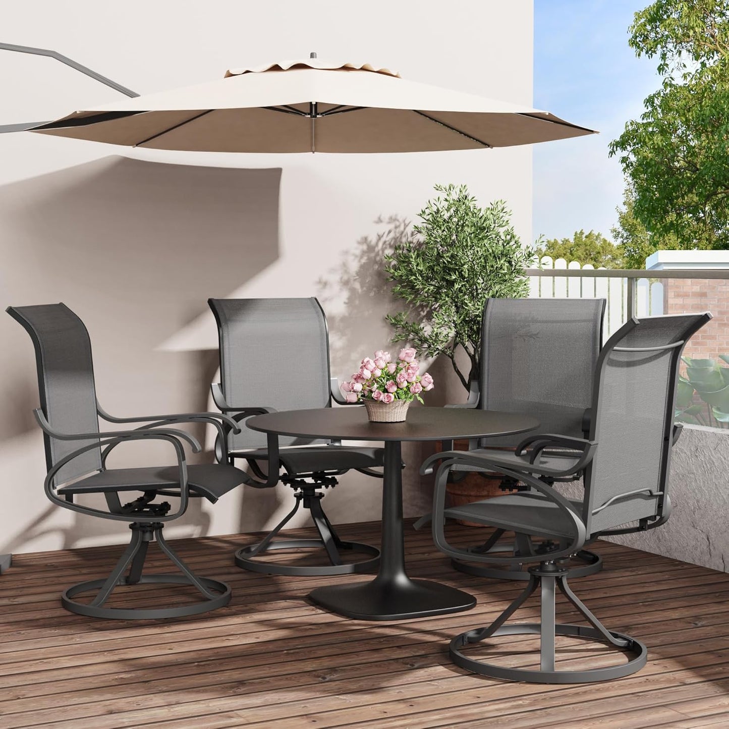Patio Swivel Chair Set of 2 - GREY - Image 7