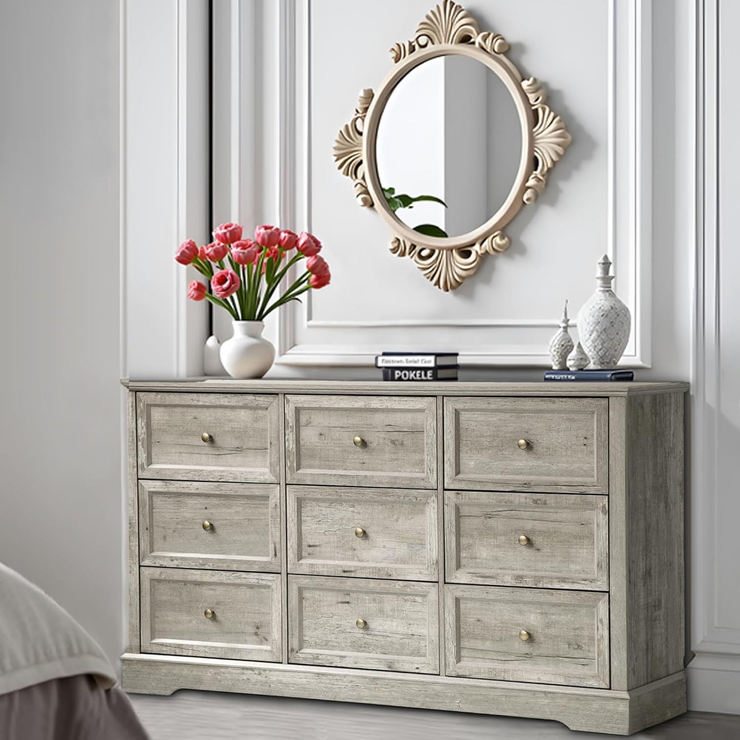Farmhouse Dresser 9 Drawer (9 Drawers, Grey) - Image 5