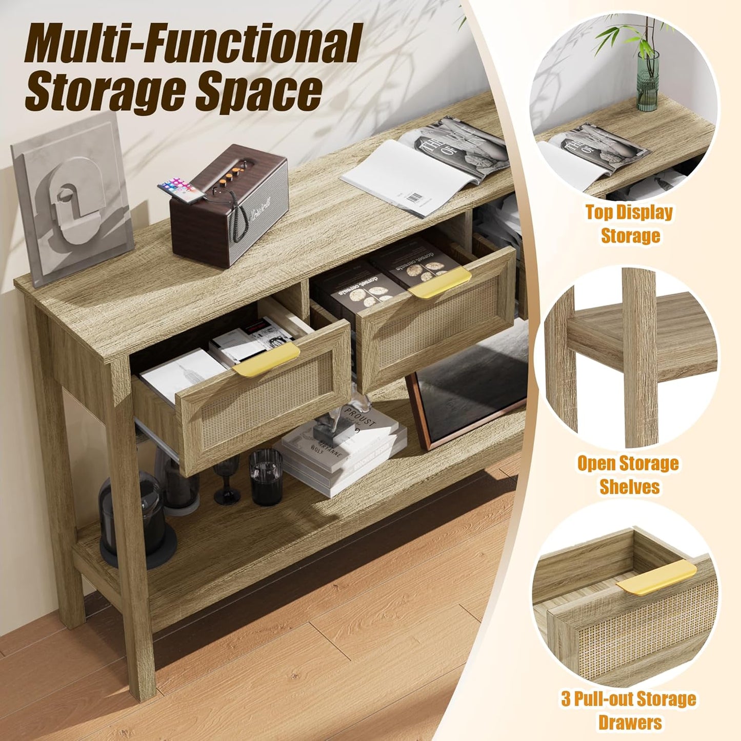 Entryway Table with 3 Drawers - Image 4