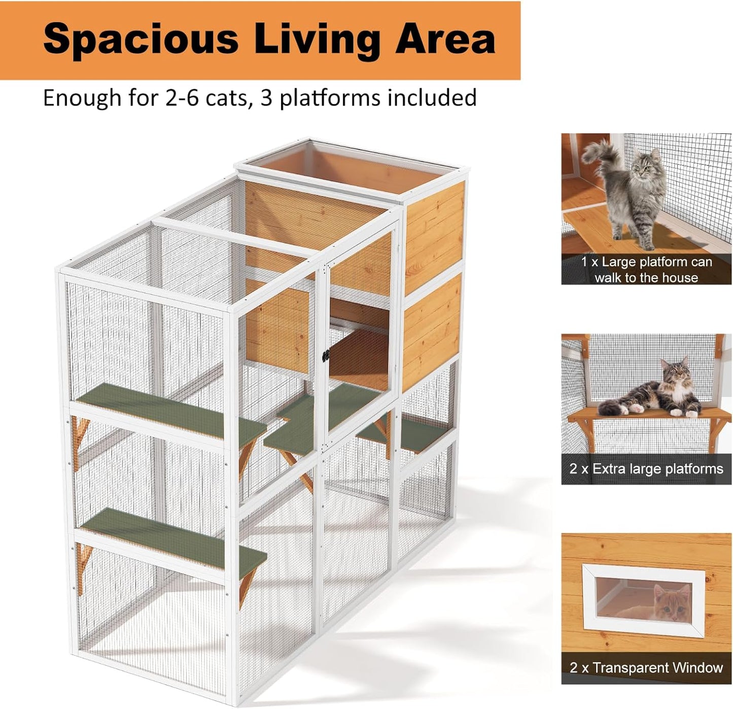Cat Catio, 4 Tier Outdoor Cat Enclosures House for Cats - Image 2
