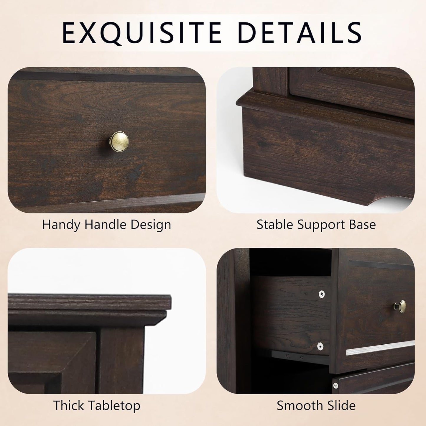 Farmhouse Dresser 9 Drawer (9 Drawers, Dark Brown) - 4COD001BR - Image 8