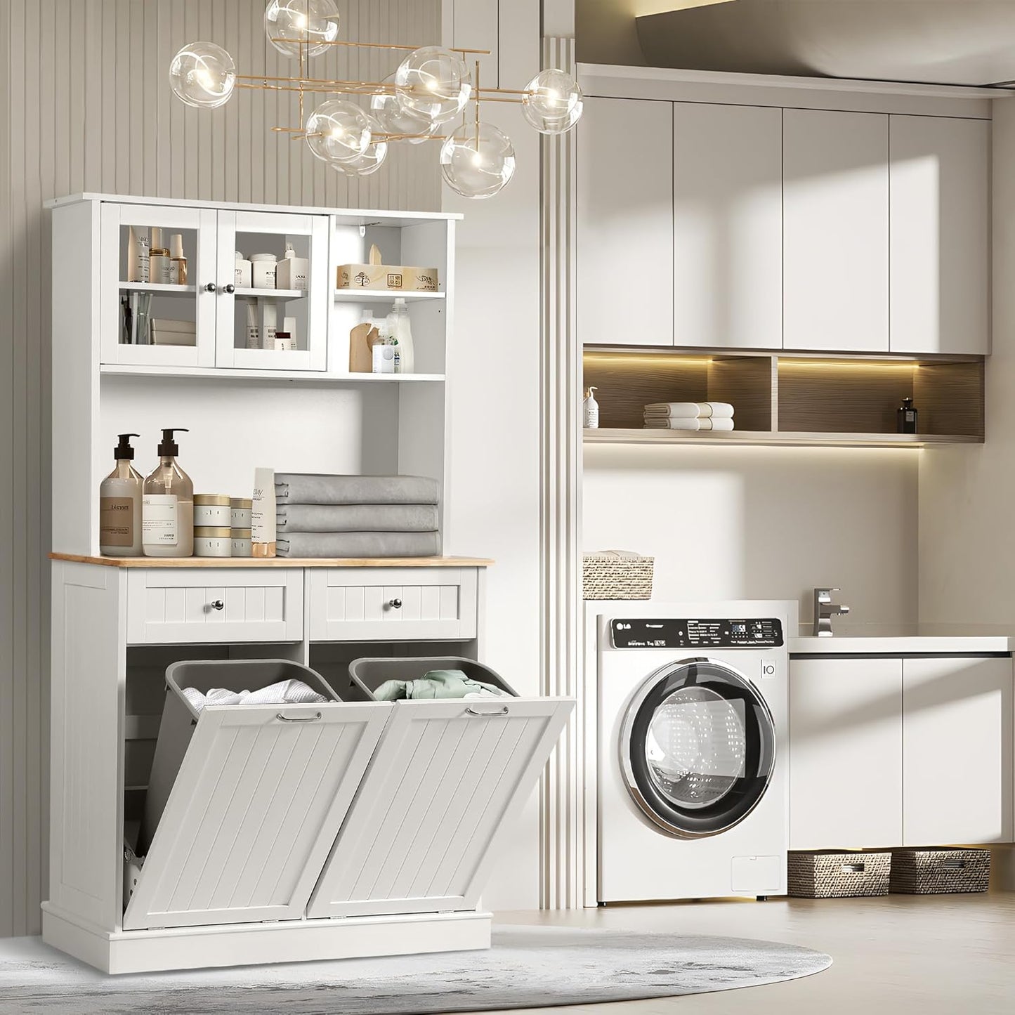 68.4" Kitchen Pantry Storage Cabinet - White - Image 9