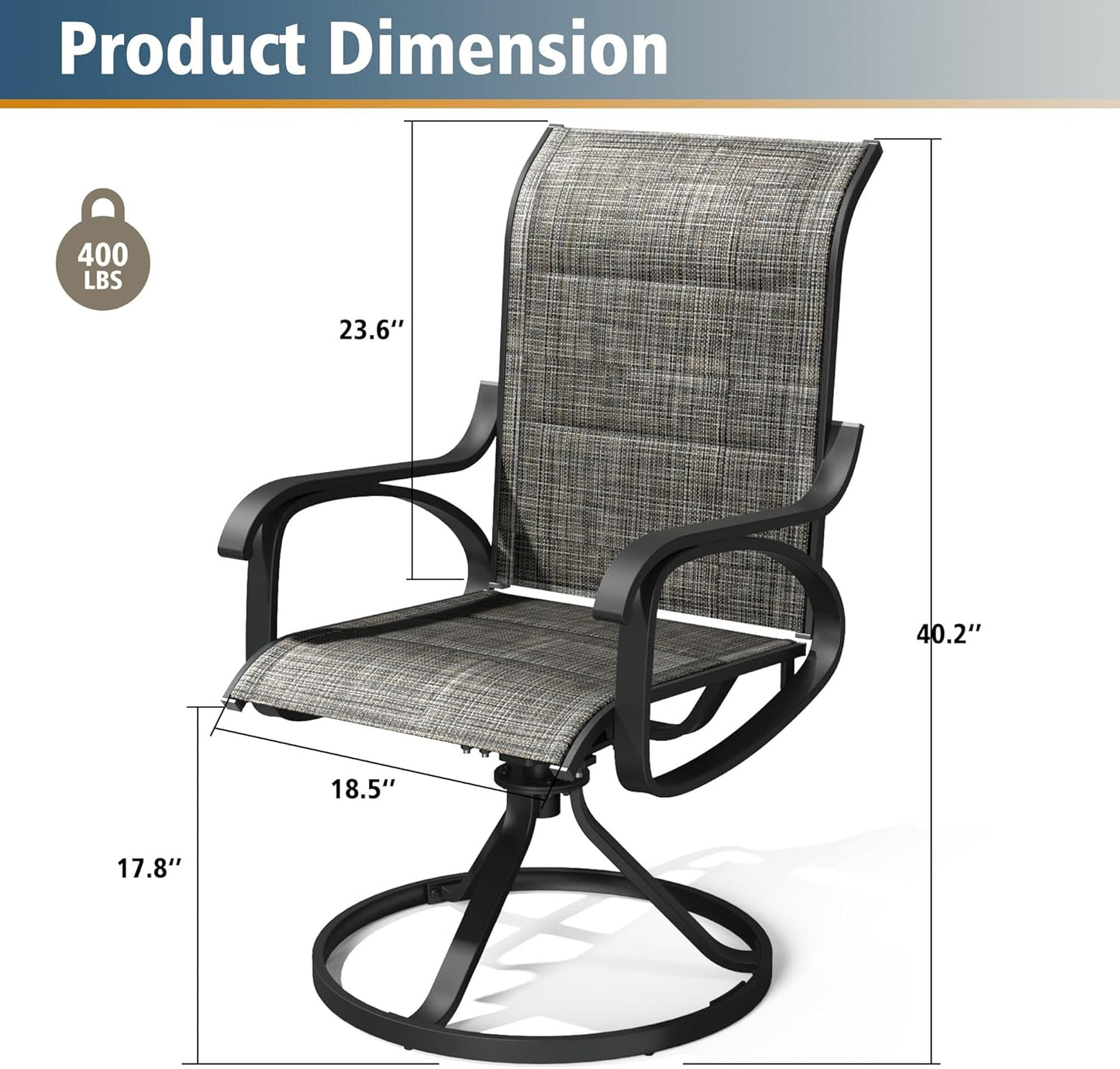 Patio Swivel Chair Set of 2 - Dark Grey - Image 3
