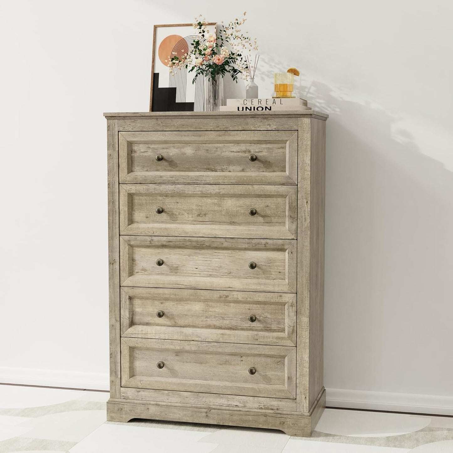 Farmhouse Dresser 5 Drawer (Grey) - Image 6