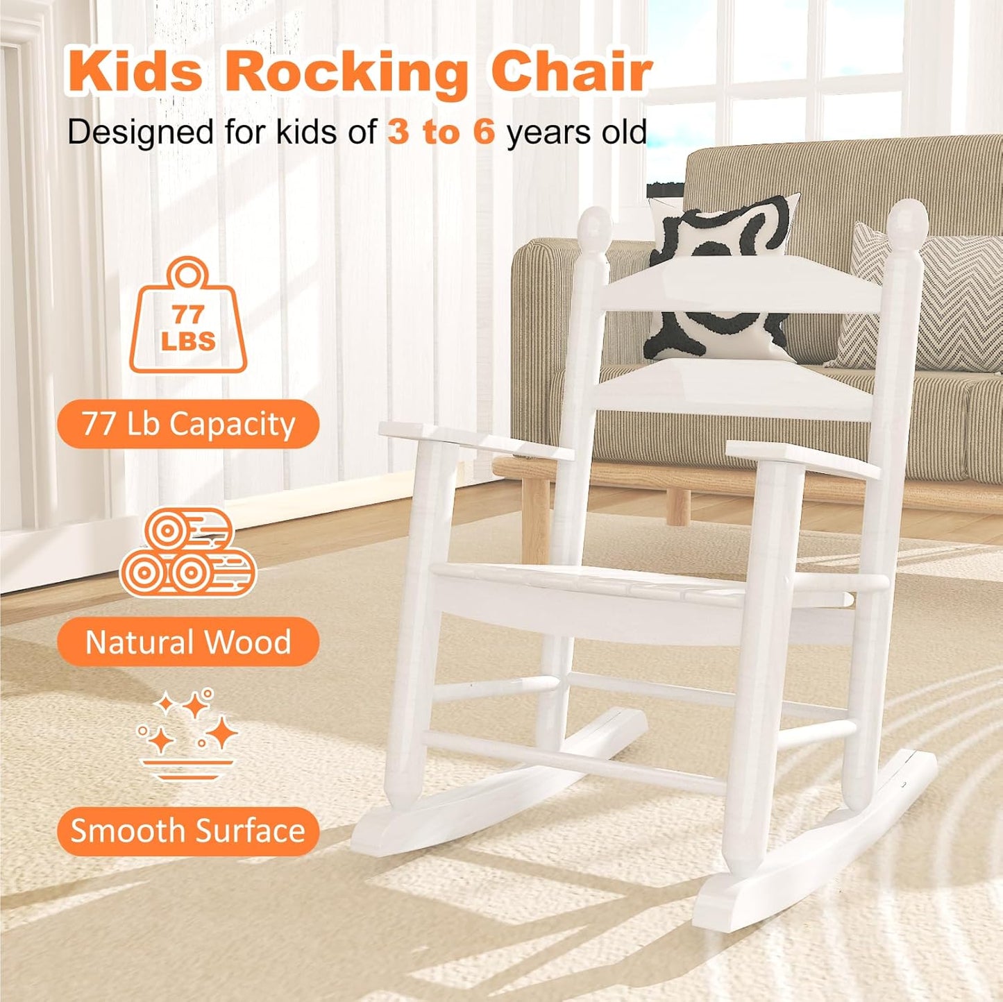 Child’s Wood Rocking Chair for Ages 3-6 - Image 4