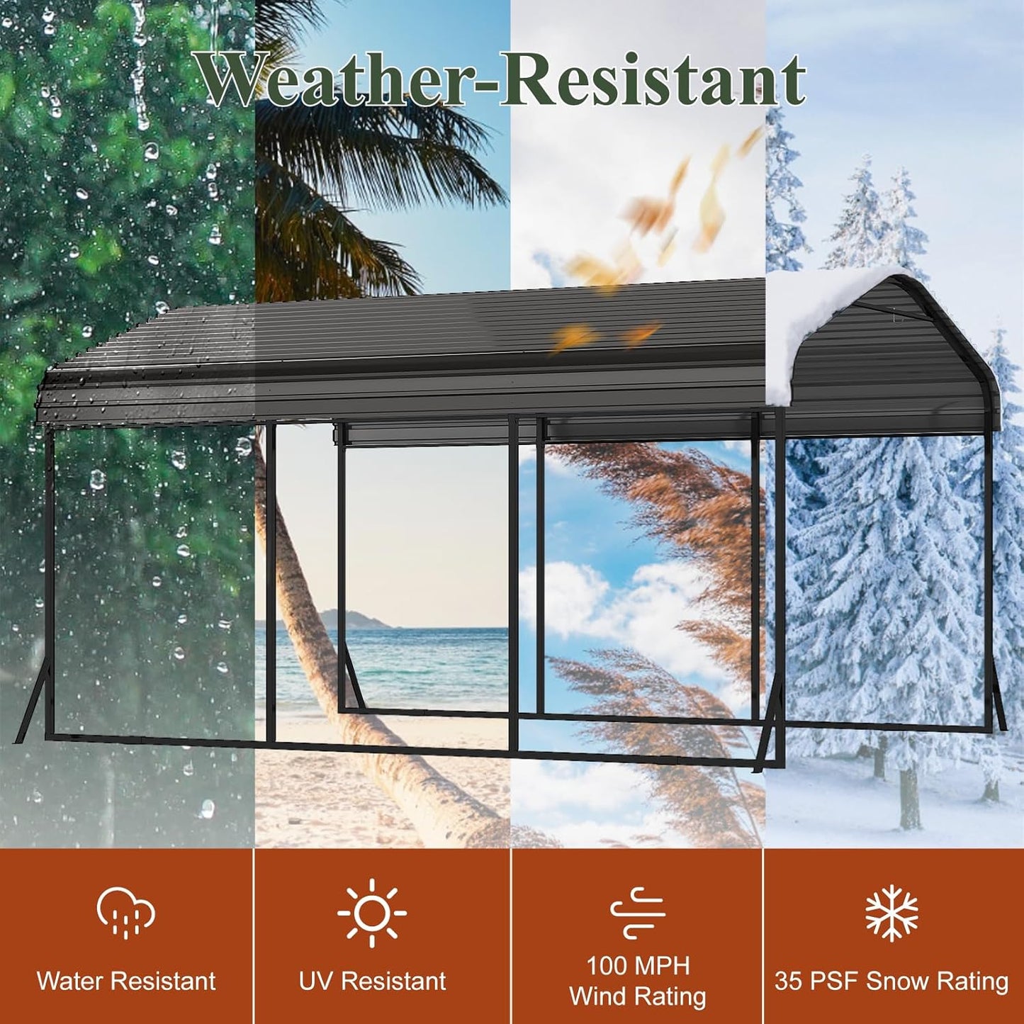 10x15 FT Heavy Duty Metal Carport Kit