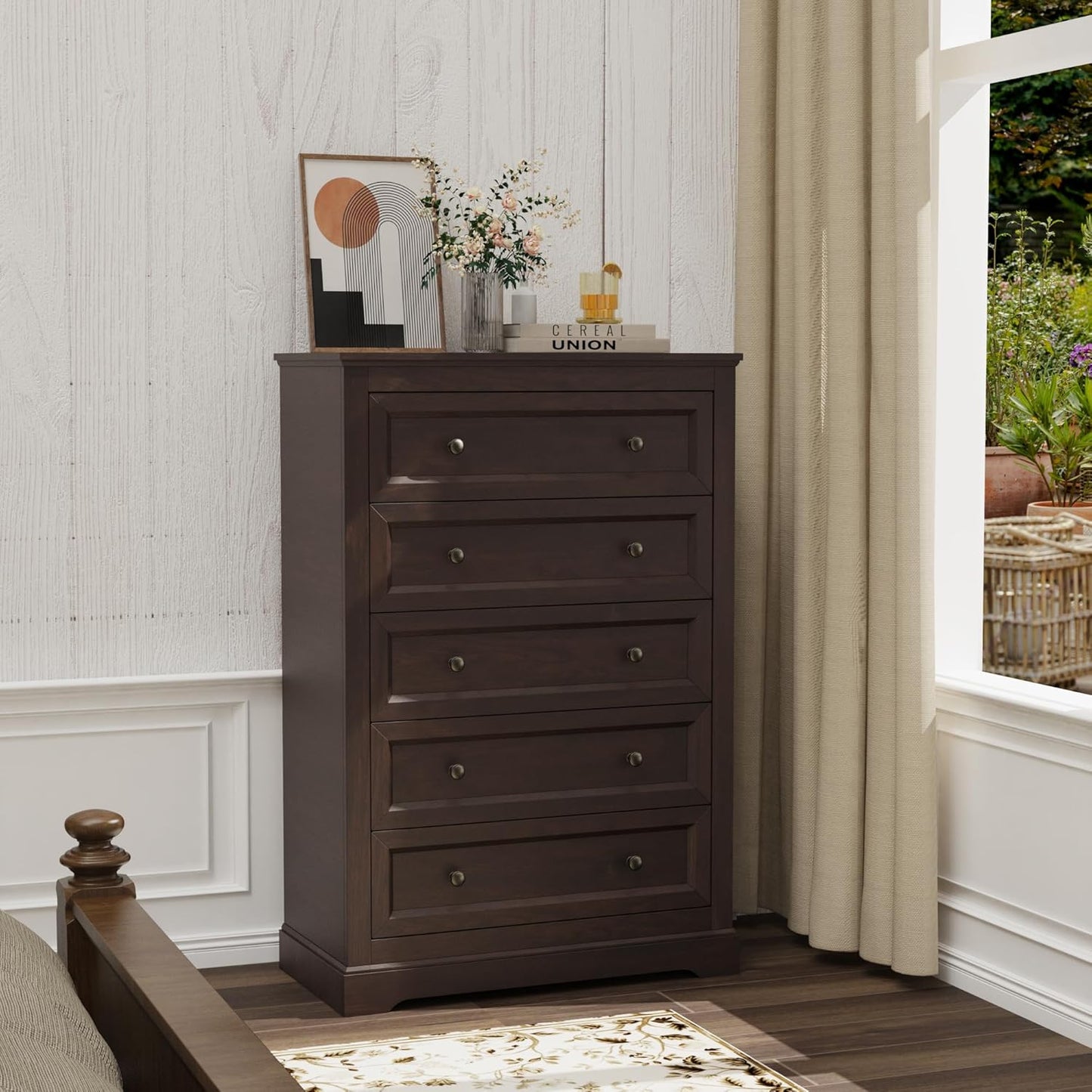Farmhouse Dresser 5 Drawer (Brown) - Image 2