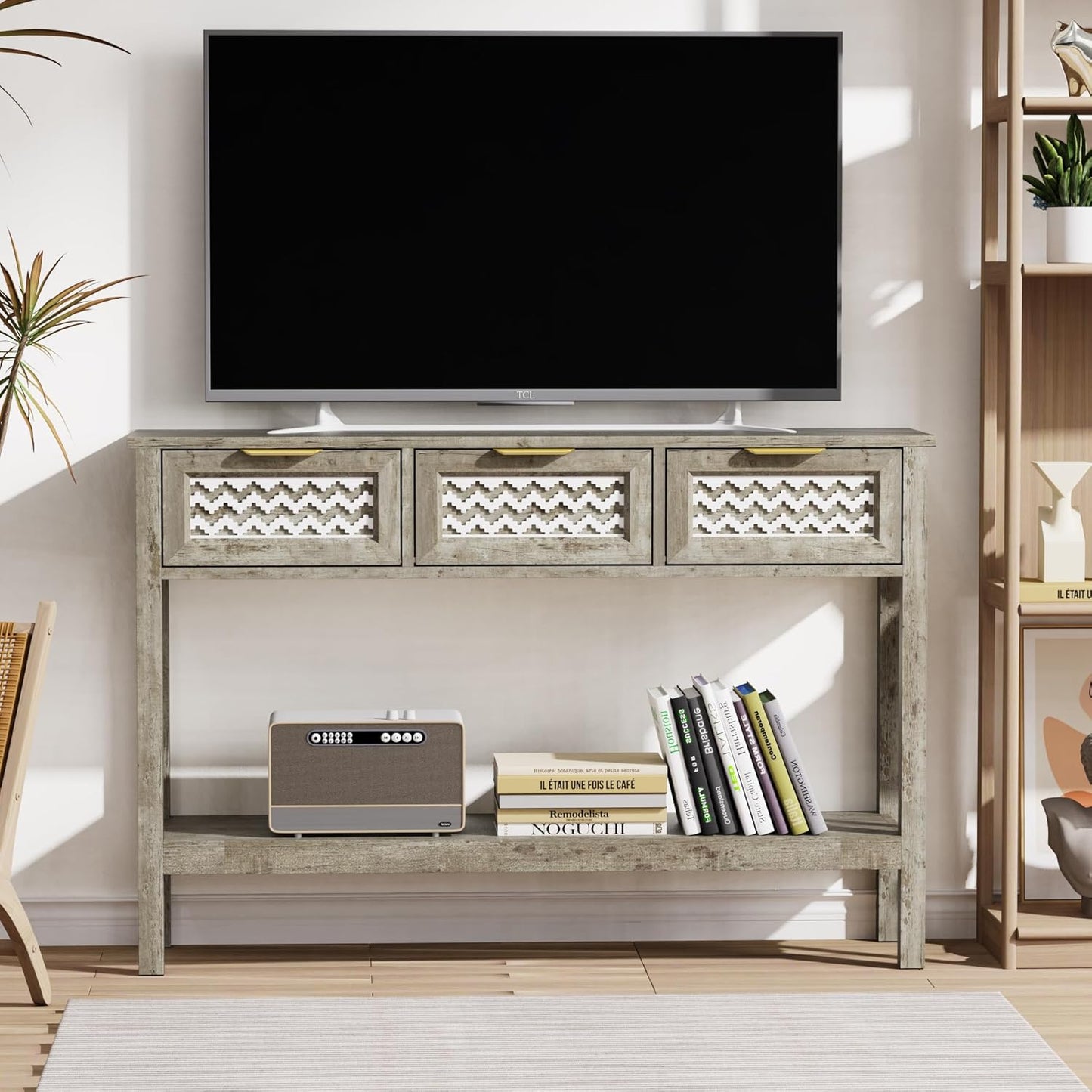 Entryway Table with 3 Drawers (Grey) - Image 4