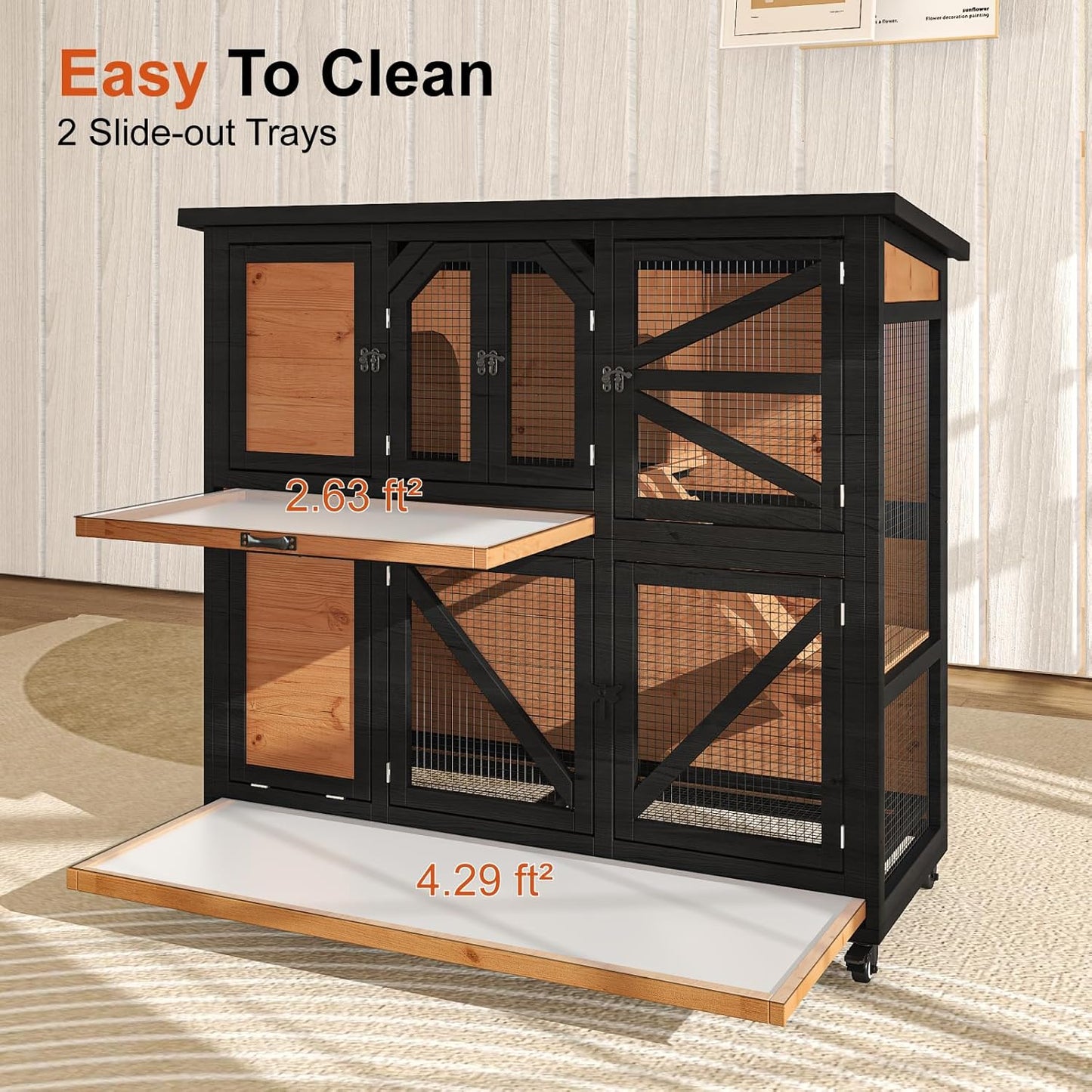 47.3" Two Story Rabbit Cage Bunny Cage Indoor - Image 2