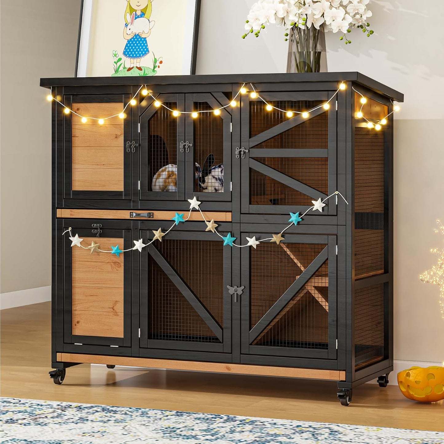 47.3" Two Story Rabbit Cage Bunny Cage Indoor - Image 1