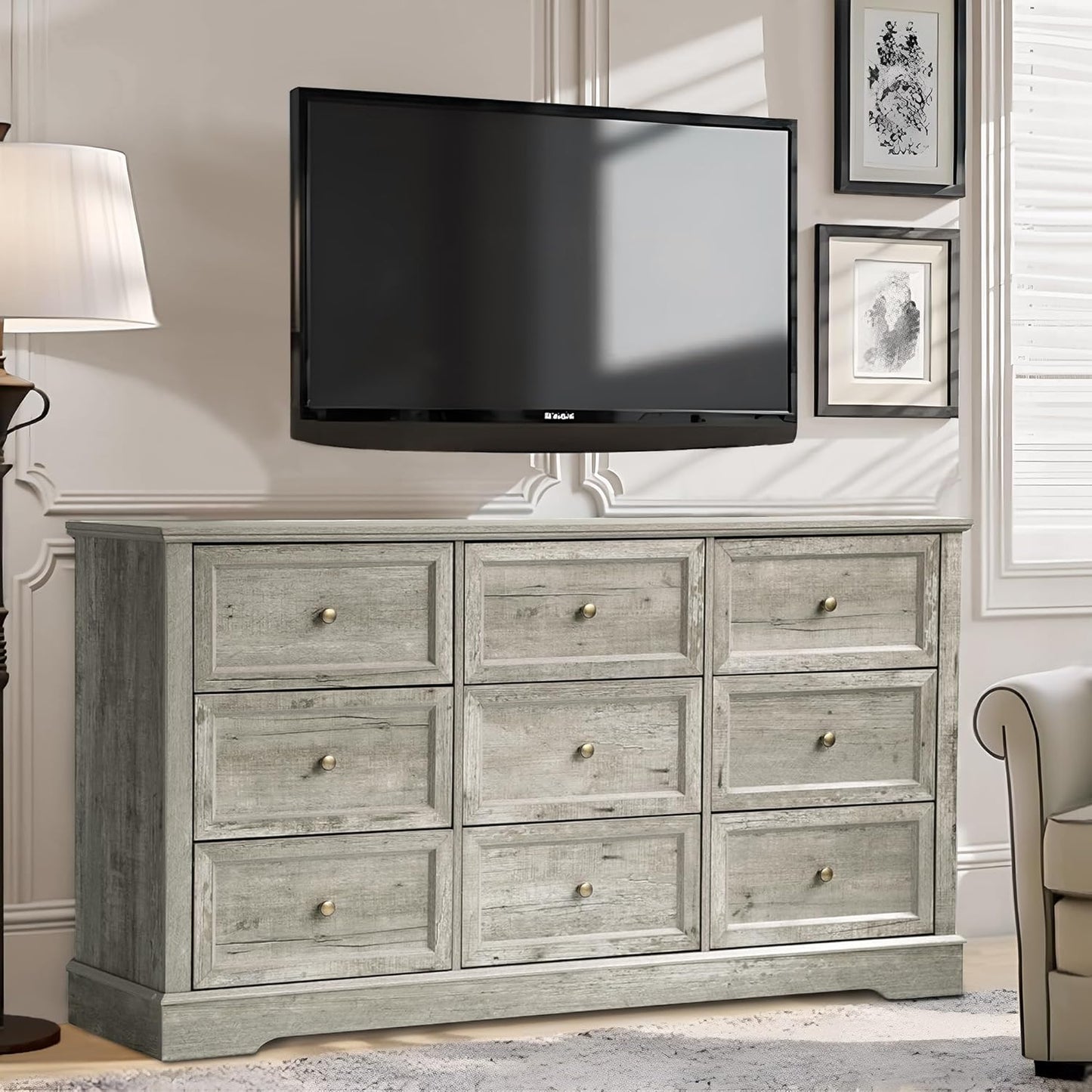 Farmhouse Dresser 9 Drawer (9 Drawers, Grey) - Image 4