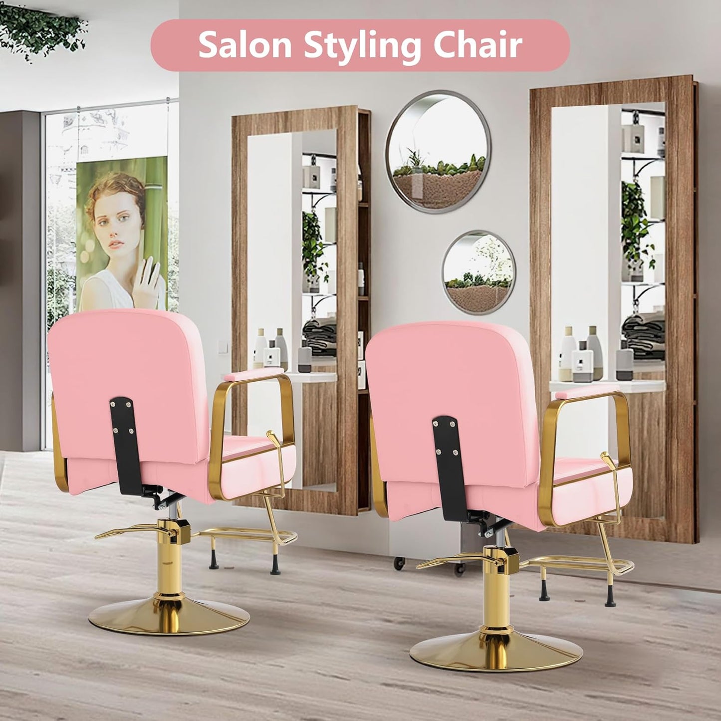 Barber Salon Chair for Hair Stylist - Pink Gold - Image 8
