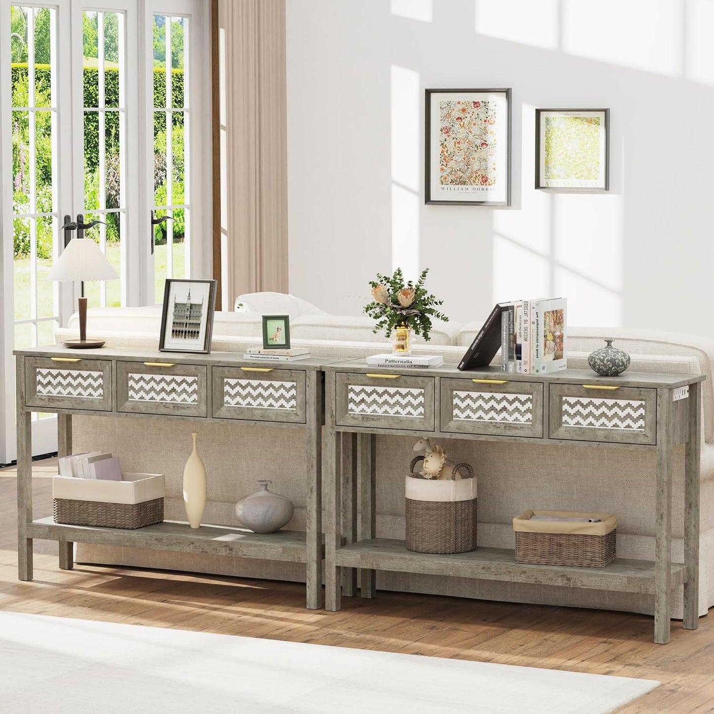 Entryway Table with 3 Drawers (Grey) - Image 8