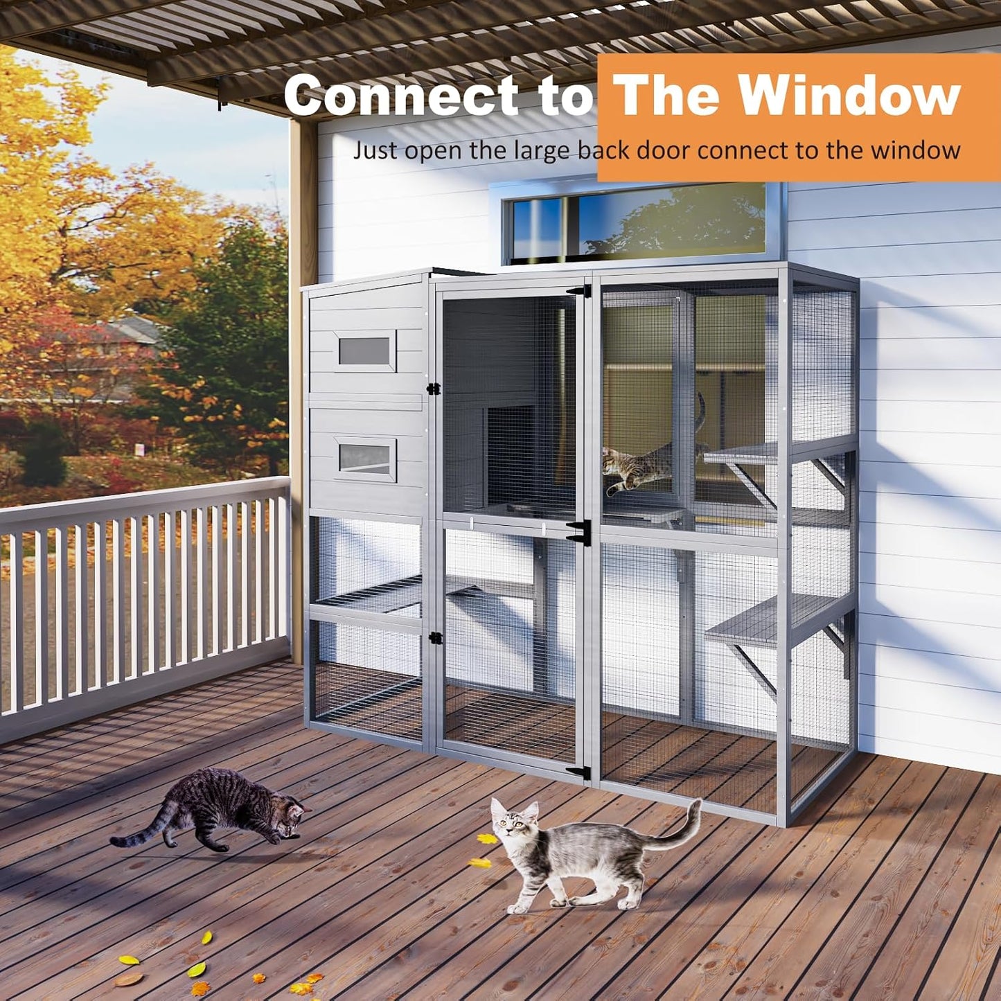 Large Indoor Cat Catio, 4 Tier Outdoor Cat Enclosures House for Cats - Image 5
