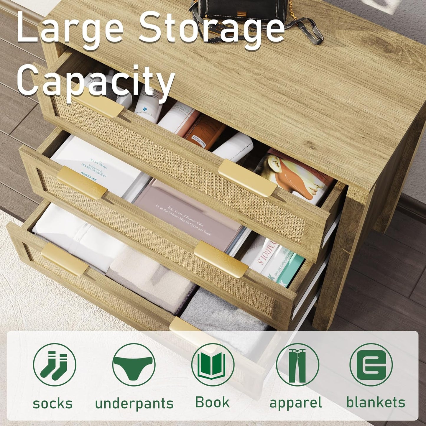 3 Drawer Rattan Dressers - Image 3