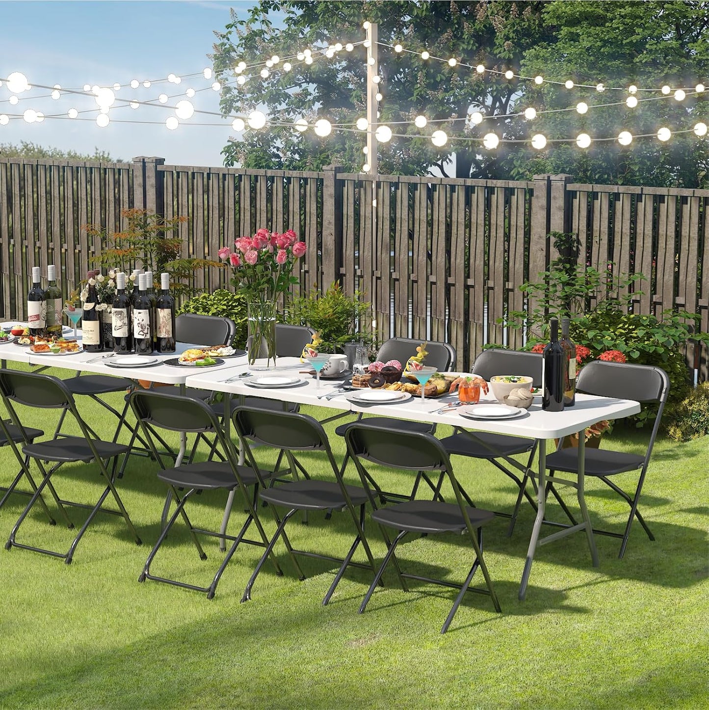 Black Plastic Folding Chair - 10 Pack - Image 7