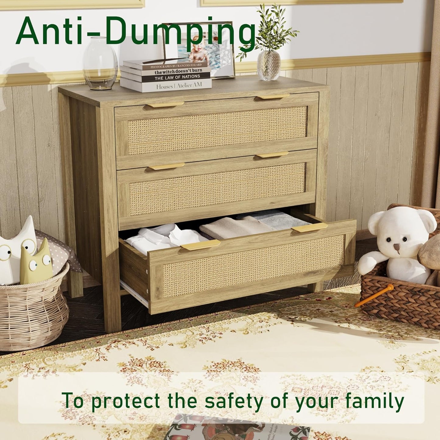 3 Drawer Rattan Dressers - Image 6