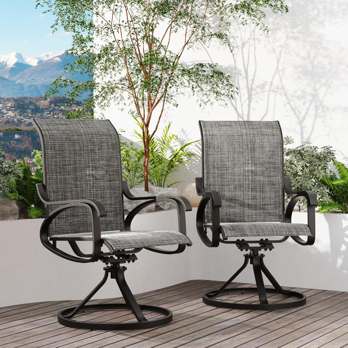 Patio Swivel Chair Set of 2 - Dark GREY - Image 2