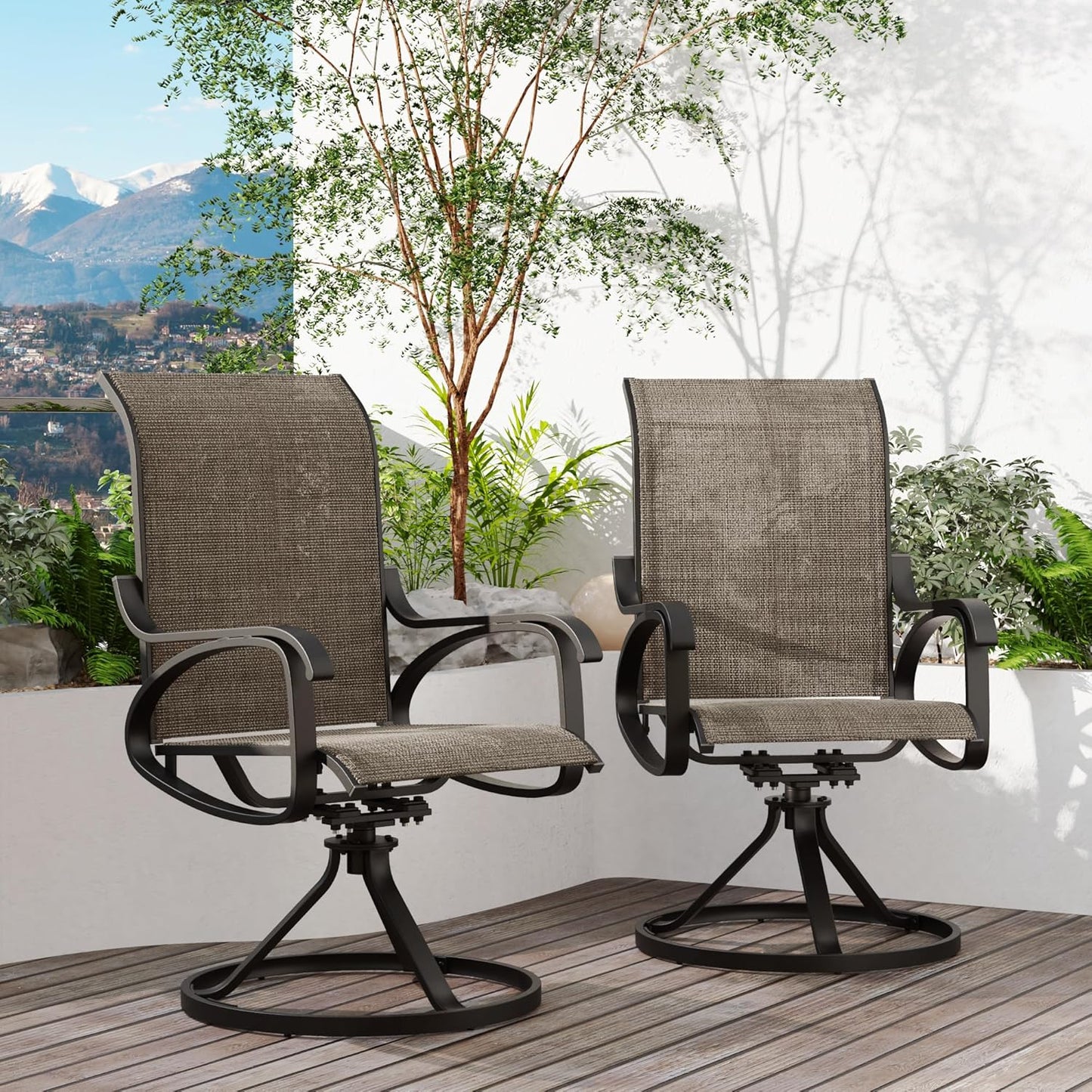 Patio Swivel Chair Set of 2 - Brown - Image 2