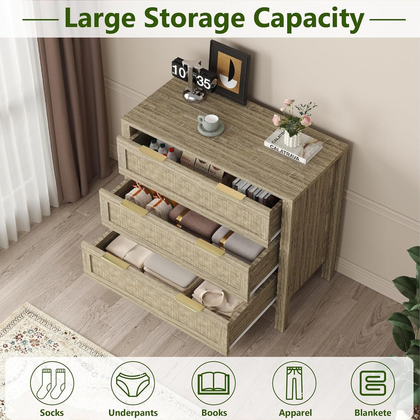 3 Drawer Rattan Dressers - Image 9