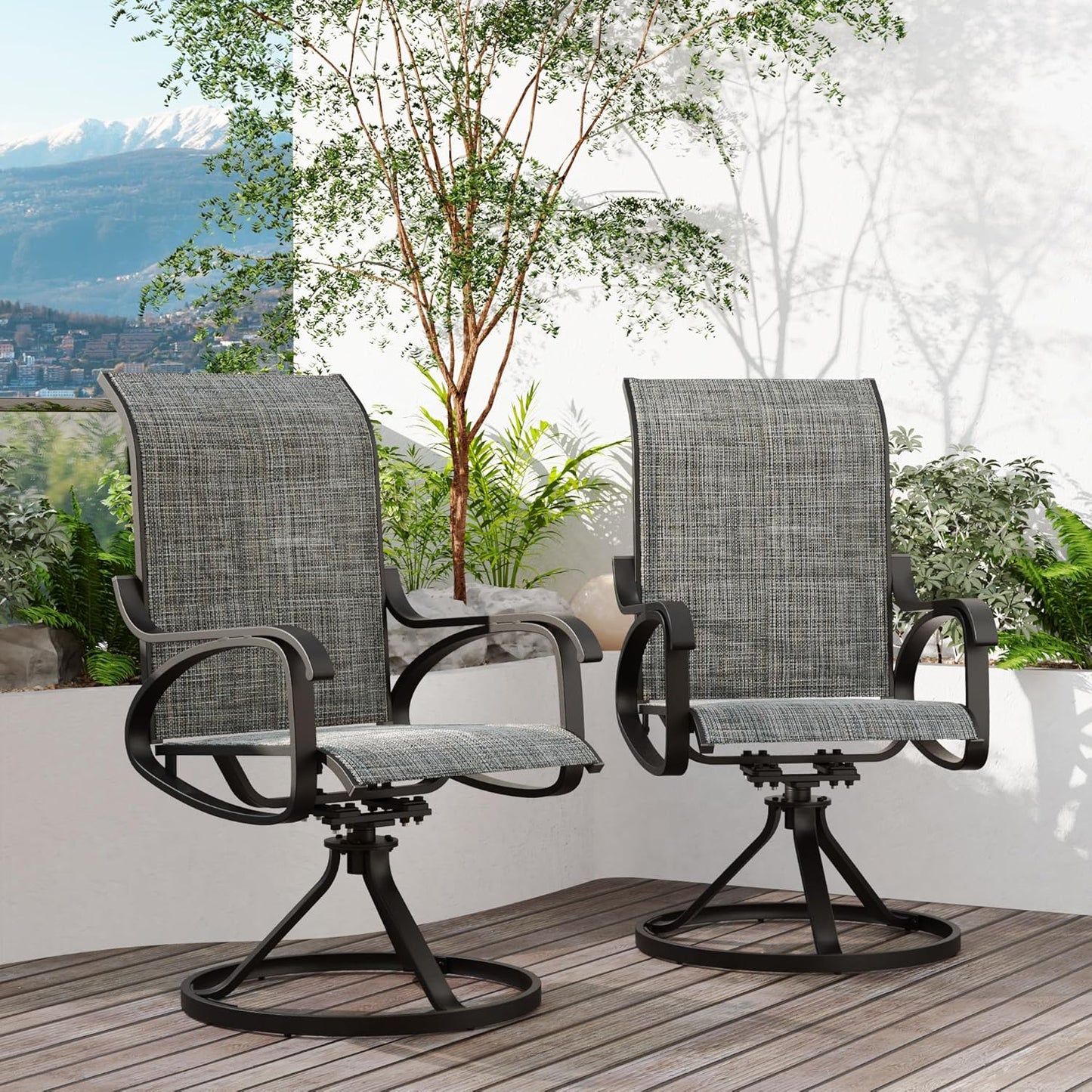 Patio Swivel Chair Set of 2 - Dark Grey - Image 2