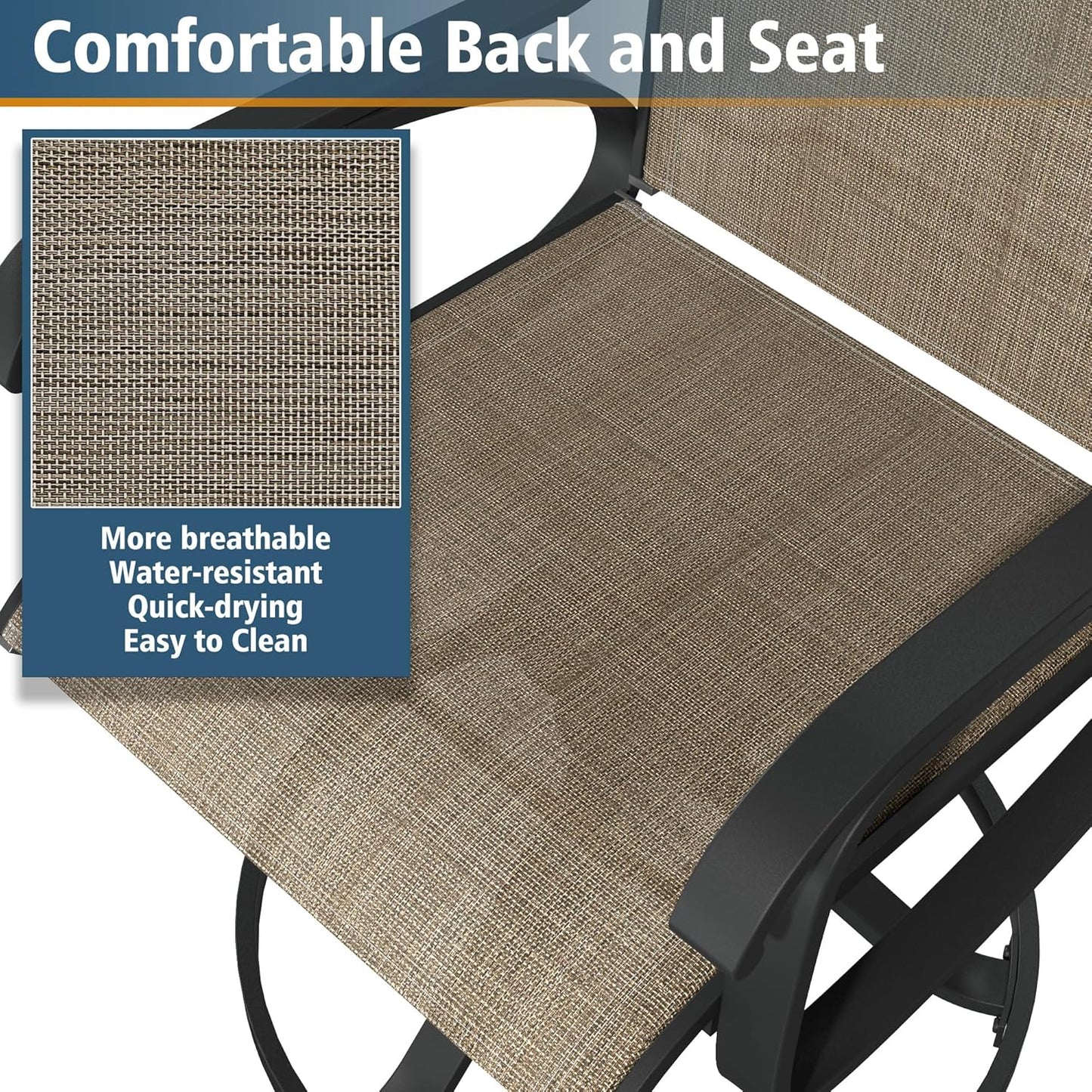 Patio Swivel Chair Set of 2 - Brown - Image 4